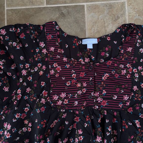 Only Necessities Dress Womens Size 3X Maxi Dress Black Floral Boho Short Sleeve - Picture 6 of 7